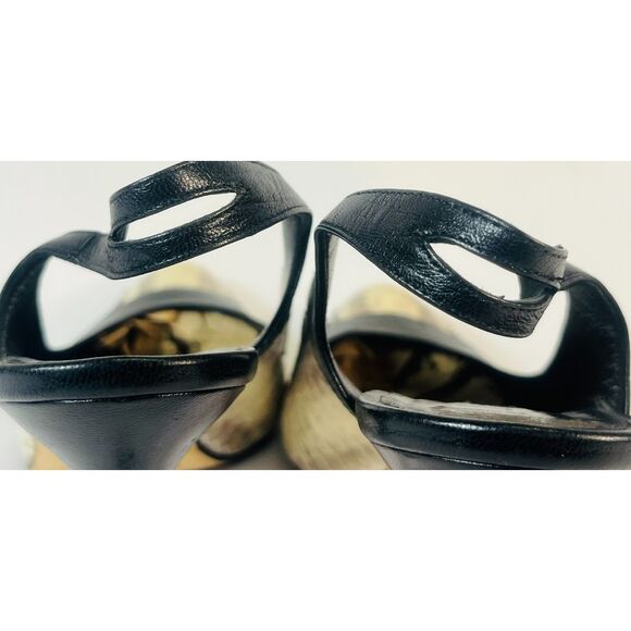 Manolo Blahnik Snakeskin Heels Black Ivory Gray EU 37 1/2/US 7 EUC Strappy - Picture 7 of 13